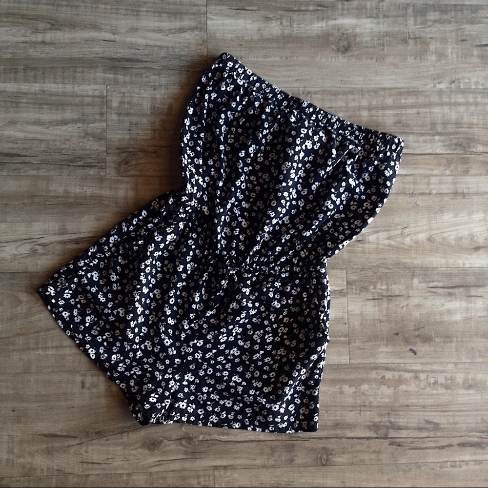 Strapless Floral Romper